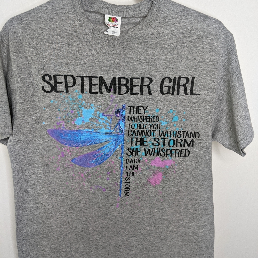 September Girl M Tshirt Dragonfly Be The Storm